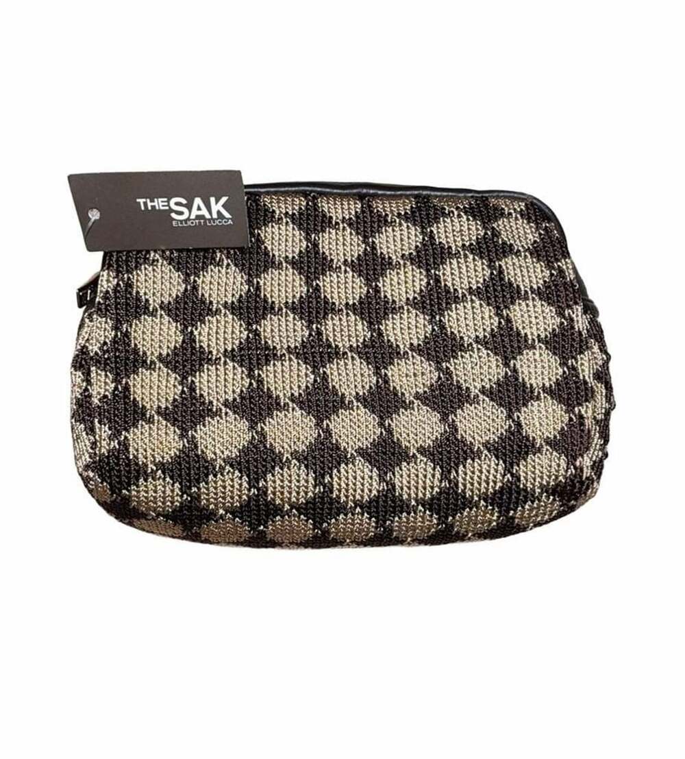 DEADSTOCK The Sak Crochet Cosmetic Bag Brown Black Checkered